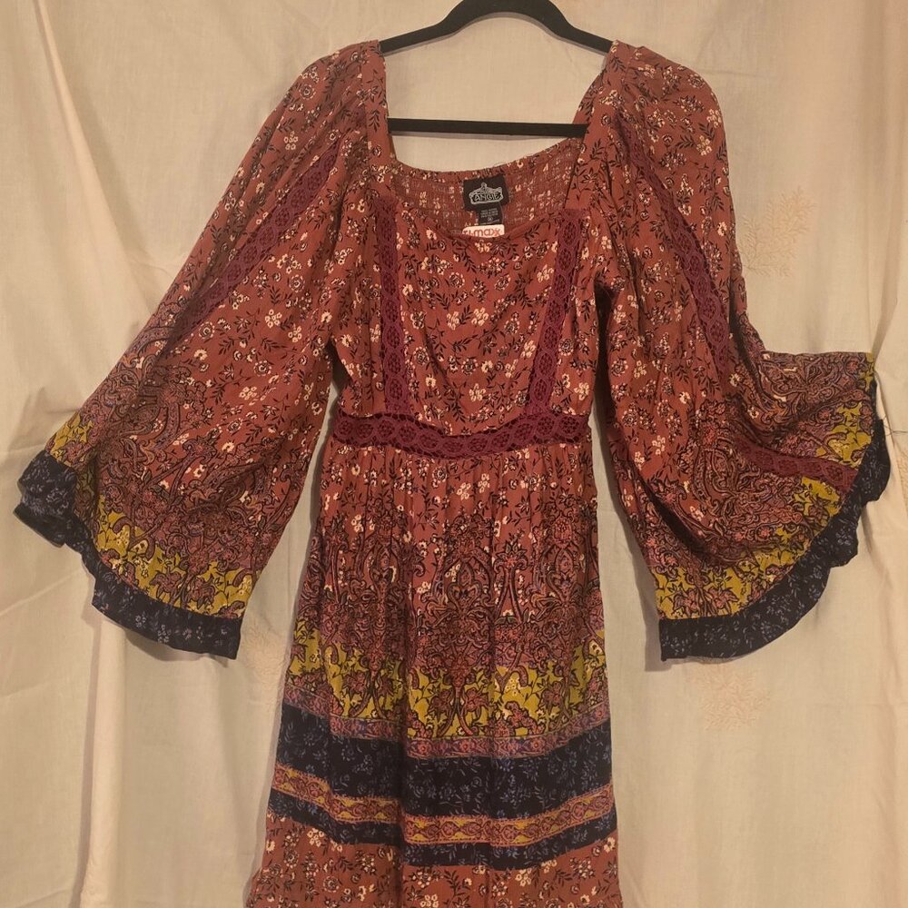 Brown & Tan Floural Dress